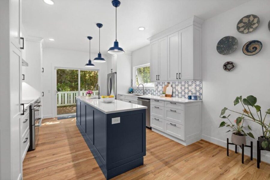 Large Kitchen Transformation Layered with Blue